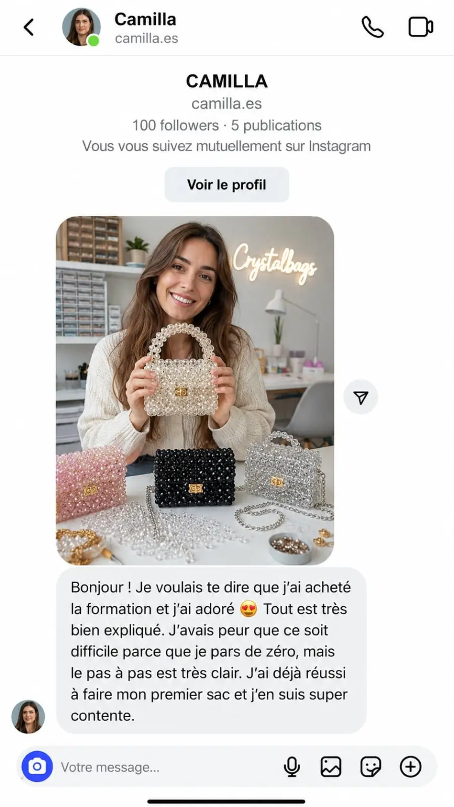 Témoignage Crystal Bags